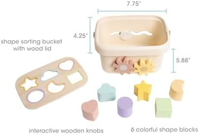 Pearhead Shape Sorter Bucket Toy - Bucket with Carry Handle, 1 2 3 Year Old - Image 2