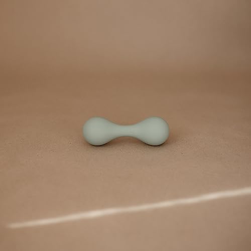 mushie Silicone Baby Shaker Rattle Toy | Ages 3+ Months (Cambridge Blue) - Image 2