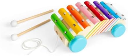 Bigjigs Toys Pull Along Xylophone - 2-in-1 Wooden Rainbow Instrument for Toddlers & Children Musical Xylophone Sensory Play Instruments & Accessories Children Gifts from 18 Months - Image 2