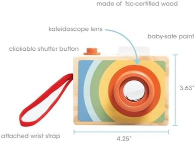 Pearhead Wooden Kaleidoscope Camera Toy, Pretend Play Toddler Toy - Image 2
