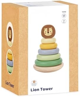 Wooden Ring Stacker Toy for 1 Year Old - Montessori Toys for 1 Year Old Boy and Girl, Stacking Rings with Lion Topper, Baby Toy 12-18 Months, Fine Motor Skills, 1st Birthday Gift - Image 7