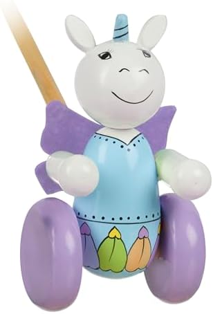Orange Tree Toys: Push Along: Unicorn - Wooden Toy, Colorful Wheeled Character w/Handle, Push & Pull, Encourage First Steps, Toddler & Kids, Ages 1+ - Image 2