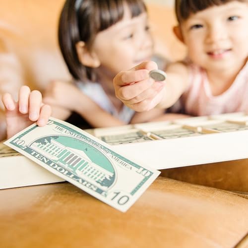 Melissa & Doug Play Money Set - Educational Toy with Paper Bills and Plastic Coins (50 of Each Denomination) and Wooden Cash Drawer for Storage - Image 6
