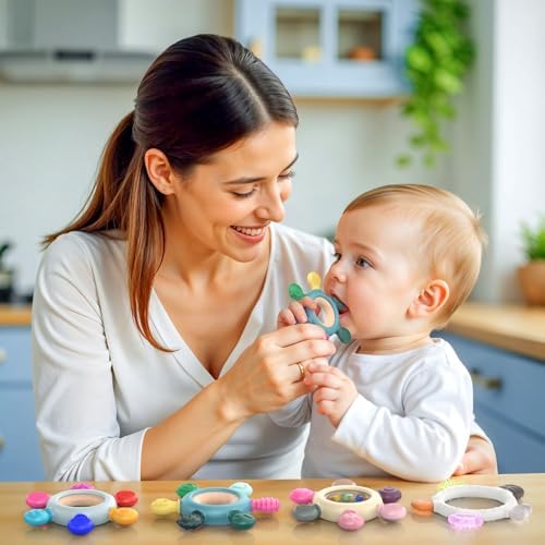 akolik Baby Teething Toys,Teething Relief Teethers Toy for Babies 0-3-6-9-12 Months Old Boys Girls BPA Free Baby Chew Toys Infant Toys Newborn Accessories (Blue B) - Image 7