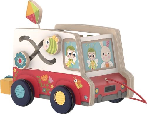 Bababoo & Friends Friends on Tour Pull Along Toy, Wooden with Non-Toxic Paint, 12+ Months, 8" x 9" x 7", MESH Certified, Encourages Problem Solving, Cognition, Communication & Perseverance - Image 2