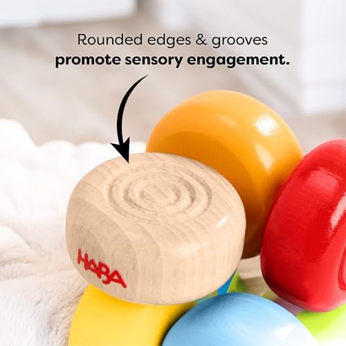 HABA Color Drops Wooden Grasping & Baby Teether Toy – Sensory Toys for Babies & Rattle with Elastic Threading for Ages 6 Months and Up - Image 2