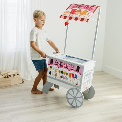 Melissa & Doug Snacks & Sweets Food Cart with Play Food, Wooden Toys & Kids Play Kitchen Accessories, Preschool Learning Toys for Girls & Boys 3+ - Image 2