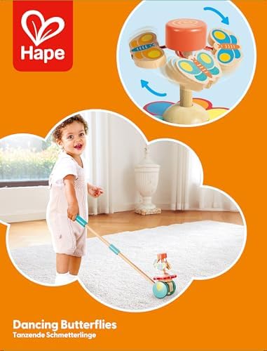 Hape Dancing Butterflies Push and Pull Toy, Assorted Colors, 12+ Months, L: 4, W: 6.9, H: 22.2 inch - Image 7