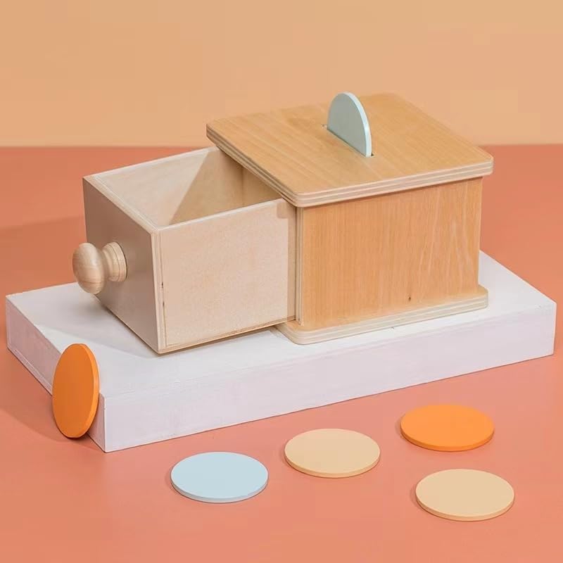 Montessori Object Permanence Coin Drawer Box by WISBOOK