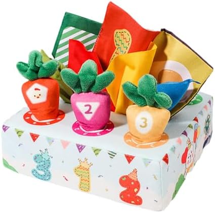 13 Pieces Carrot Doll Interactive Toy Carrot Mat Tissue Box Pull Sensory Toy Enrichment Puzzle Toys for Kids Suitable for Birthday, Amusement Park - Image 7