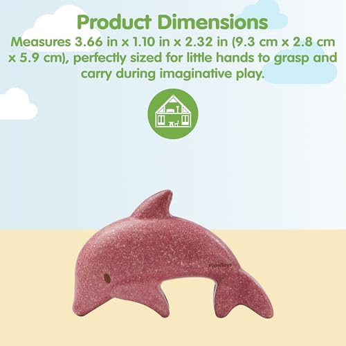 PlanToys® Wooden Dolphin Figurine, Montessori Kids Ocean Animal Bath Toy - Image 2