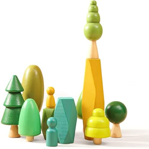 JETMHH Wooden Tree Toys Balancing Stone Blocks | Wooden Sorting Stacking Balancing Stone Rocks for Toddlers 3+ | Lightweight Colorful Educational Toys (Forest) - Image 6