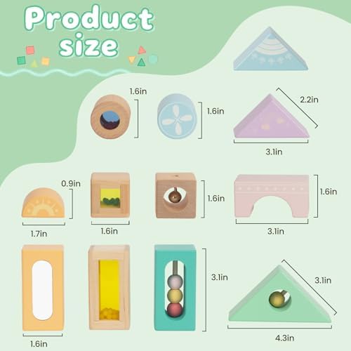 Fun with Sounds Wooden Discovery Blocks for Toddlers with Acoustic Sounds, Toddler Toys for Preschool Learning Activities (Green) - Image 2