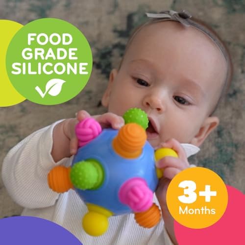 Mobi Woblii Sensory Ball - Sensory Activities for Toddlers and Kids, BPA-Free and Food Grade Silicone Teething Toy, Montessori Learning Games - for 3 Month Old and Up - Image 2