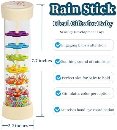 Oneshow Wooden Rain Stick Montessori Toys for Baby 6-12 Months, Rainmaker - Image 2