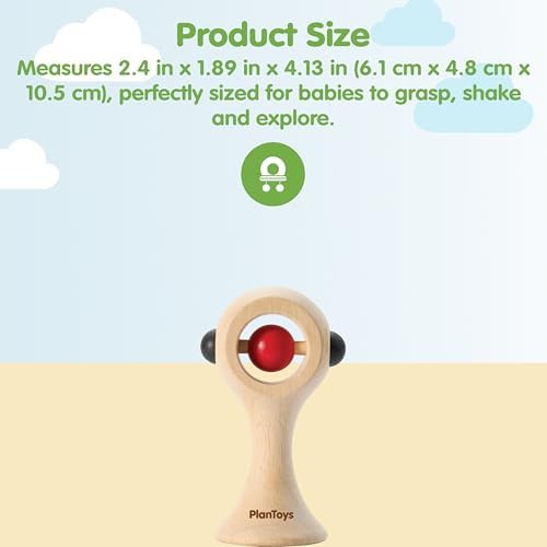 PlanToys® Wooden Baby Rattle Montessori Infant Sensory Toy for Newborns - Image 2