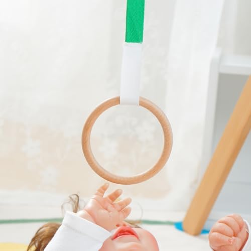 Baby Pull Ring, Wooden Activity Ring with Strap, Early Development Toy - Image 2