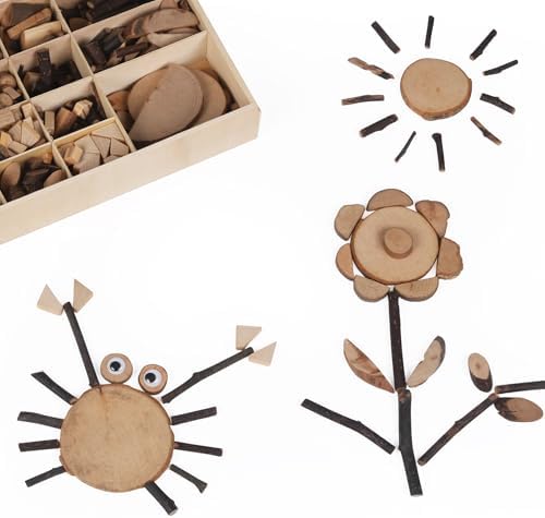 Candywood Wooden Unfinished Craft Kits Toy,Unfinished Natural Wood Slices Loose Part Play,DIY Wood Slices Kit for Toddler 3+ (UN_M) (Pack of 2) - Image 5