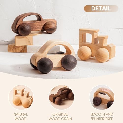 3PCS Wooden Baby Toys, Montessori Toys for Babies 0-6-12 Months, Baby Grasping Toys Push Car Toys for 1 Year Old Boy Birthday Gift,#3 - Image 2