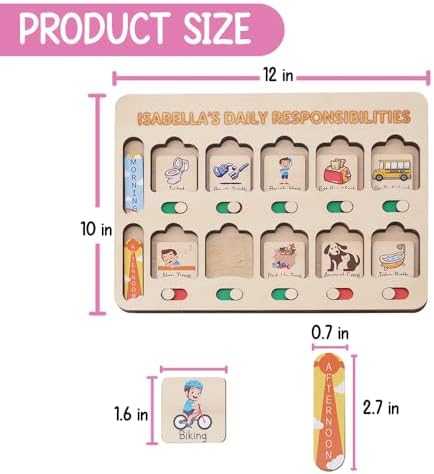 Wooden Chore Chart for Kids Visual Schedule, Routine Chart for Kids, Morning Bedtime Routine Chart for Toddlers Ages 2-4, Daily Kids Schedule Board for Home (05) - Image 7