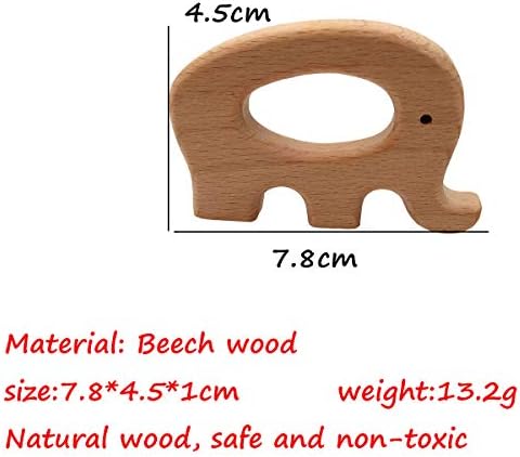 2pcs Natural Wooden Elephant Montessori Toys Pendant Pure Natural Beech Wood Animal Shape for Handmade Necklace/Bracelet (Elephant 2pcs) - Image 2