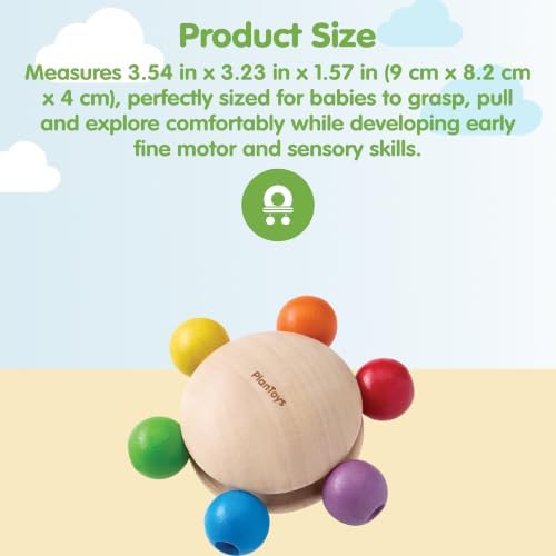 PlanToys® Wooden Pull & Grasp Baby Toy Montessori Sensory Kids Activity Set - Image 2