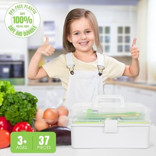 Suhctuptx Kids Real Cooking Set, Montessori Kitchen Toys for Toddlers, Kids Cooking & Baking Set with Storage Case Timer Kid Safe Knives Cutting Board, Toddler Birthday Gifts Toys for Girls Boys - Image 7