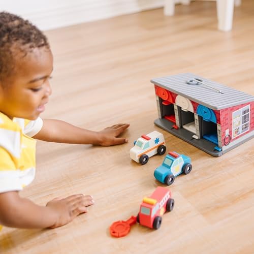 Melissa & Doug Keys and Cars Rescue Garage Wooden Toy Vehicles Set - Image 2