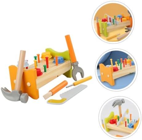 Wooden Pounding Peg Workbench Toy with Hammer for Toddlers - Image 7