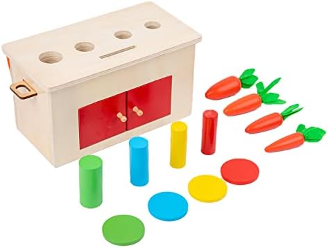 Adena Montessori 4-in-1 Play Kit for Infants & Toddlers - 6-12 Months to 3 Years - Includes Coin Box, Cylinder, Carrot Drop Box & Blind Touch Perception Box - Image 7