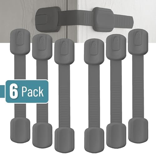 Bates- Child Safety Strap Locks, 6 Pack, Gray, Baby Cabinet Locks - Image 2