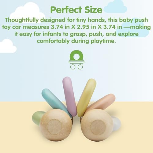 PlanToys® Wooden Baby Push Car Montessori Infant Sensory Toy 6+ Months - Image 2