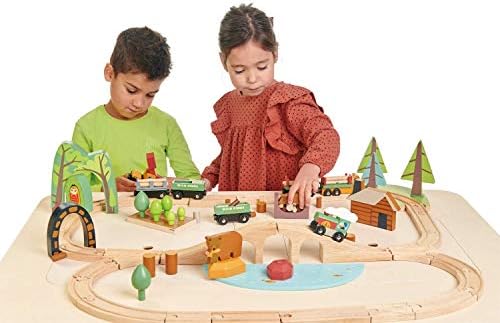 Tender Leaf Toys - Wild Pines Train Set - Stunning Wooden Lumberjack Style Toy Train Set for Age 3+ - Image 2