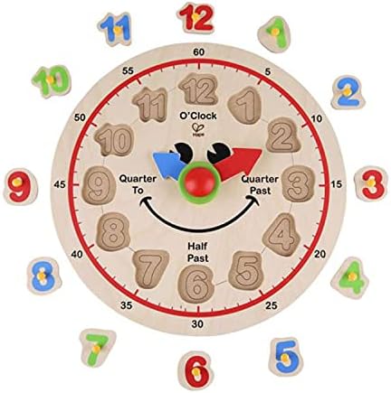 Hape Wooden Colorful Happy Clock Knob Puzzle| Clock Time Learning Educational Toy for Kids - Image 2