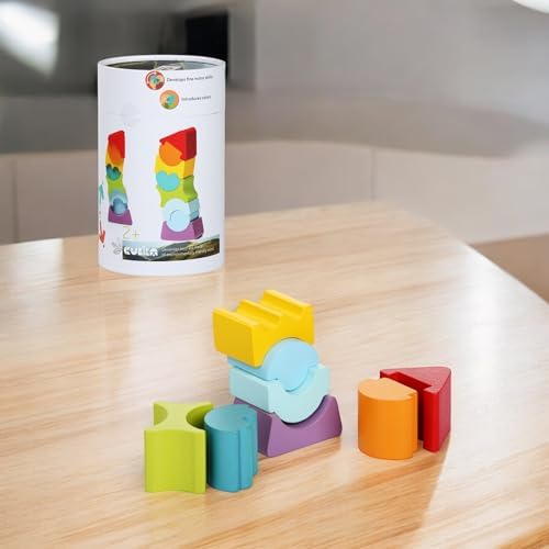 CUBIKA Flexible Tower Wooden Toy– Montessori Puzzle for Toddlers Ages 3+– Size and Shape Sorting Kids Stacking Toy– FSC-Certified Wood, German Water-Based Paints, Travel-Friendly - Image 2