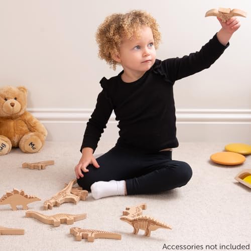 tickit Wooden Dinosaur Blocks | Set of 10 | Ages 10m+ | Open Ended Pretend Play Toy for Babies and Toddlers | Encourage Imagination - Image 2