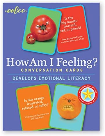 eeBoo: How am I Feeling - 48 Conversation Flashcards, Develops Empathy Through Curious Illustrations of Facial Expressions, Develop Social and Emotional Intelligence, for Ages 3 and up by eeBoo