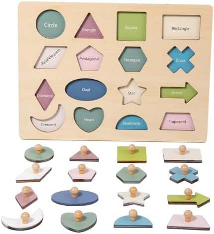 Adena Montessori 16-Piece Shape Peg Puzzle, 2-4y - Image 7