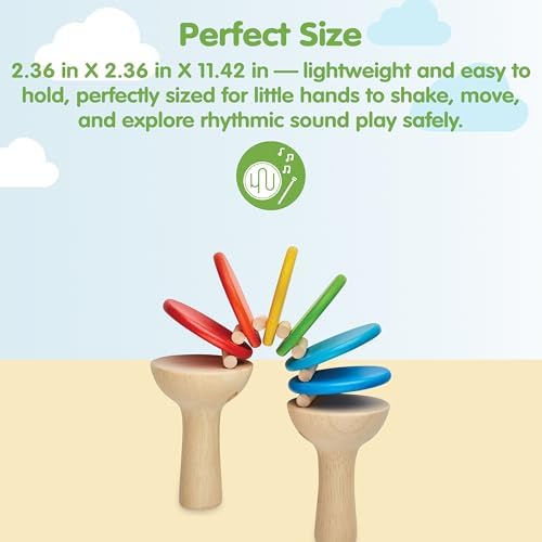 PlanToys® Wooden Clatter Toy Montessori Sound & Rhythm Baby Sensory Gift - Image 2