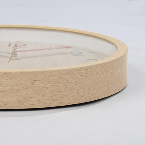 Lafocuse 12 Inch Silent Colorful Wall Clock Wood Grain Easy to Read, Cute Analog Rainbow Clock Time Teaching for Classroom Bedroom School - Image 7