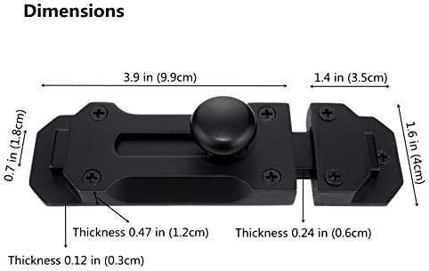 Matte Black Solid Aluminium Slide Bolt Latch, Large Size Thickened Door Barrel Bolts Latches, Heavy Duty Security Gate Sliding Latch Lock (5.5 Inch, Black Tone) - Image 2