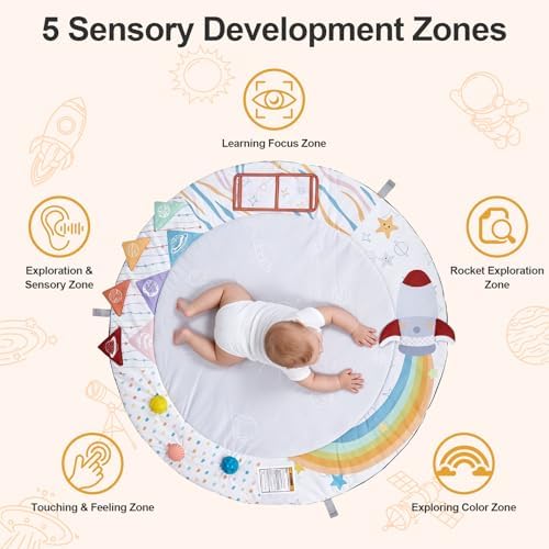 Baby Play Gym Mat with Multiple Sensory Developmental Zones for 0-18Months Babies - Image 2