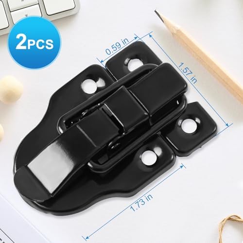 2 Pcs Small Hasp Latches for Wooden Boxes, Toggle Box Buckle Latch Lock Replacement, Duckbilled Chest Latches for Cabinet Storage Road Case Guitar Case Door Latch Hardware - Image 2