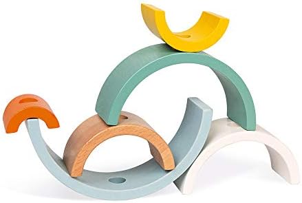 Janod - Sweet Cocoon - Wooden Pull Toy - Rainbow Turtle - 7 pc - Image 2