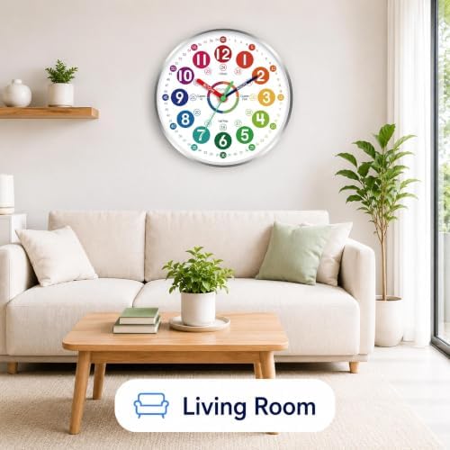 Roymnie 14" Wall Clock for Kids Learning Silent Battery Operated Teaching - Image 7