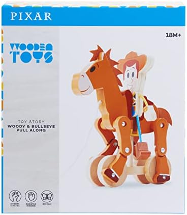Disney Pixar Wooden Pull-Along Toy Story Woody & Bullseye, Kids Toys Ages 18 Month, Amazon Exclusive by Just Play - Image 3