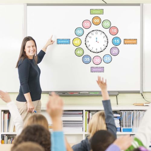 19 Pcs Telling Time Bulletin Board Kits Magnetic Learning to Tell Time Teaching Clock with Practice Clock Number Cutouts Labels Composition Classroom Decor for Kids Student Elementary Math Must Haves - Image 7