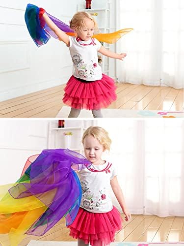Lolakee Dance Scarves for Kids: Juggling Scarves, 12 Pcs, 24" x 24", Toddler, Unisex, Multicolored, Rainbow Theme - Image 6