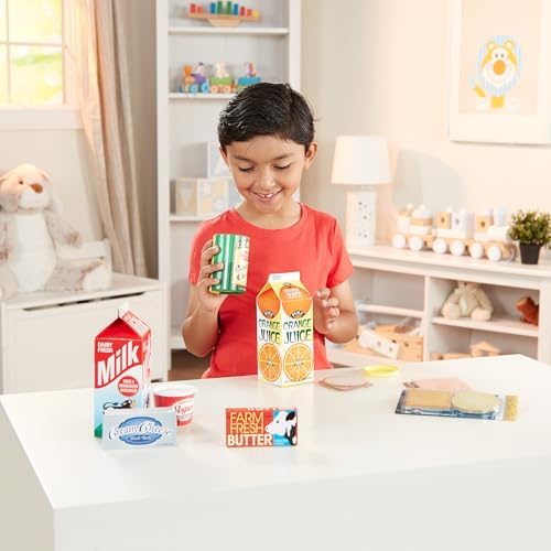 Melissa & Doug Fridge Fillers Grocery Play Food Cartons (8 Pieces) Wooden Toy Groceries, Pretend Play Food, Kitchen Accessories for Kids Ages 3+ - FSC Certified - Image 2