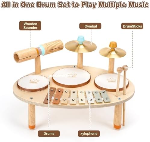 Vanplay Drum Set - Montessori Toys for 2 3 Year Old Girl Boy Gifts - Image 2